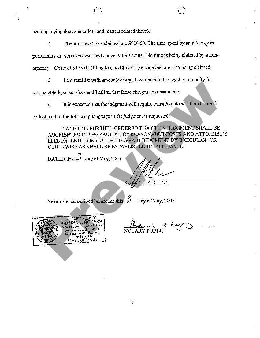 Preview A04 Affidavit of Attorney's Fees and Costs