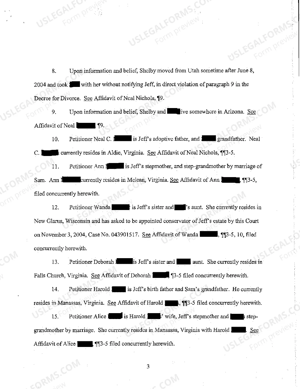 Preview A01 Petition For Grandparents' and Immediate Family Members Visitation