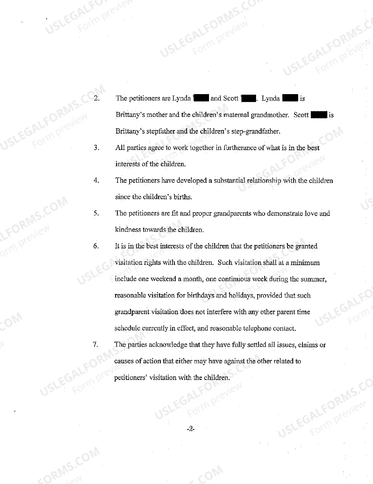 Preview A02 Agreement Regarding Grandparents Visitation