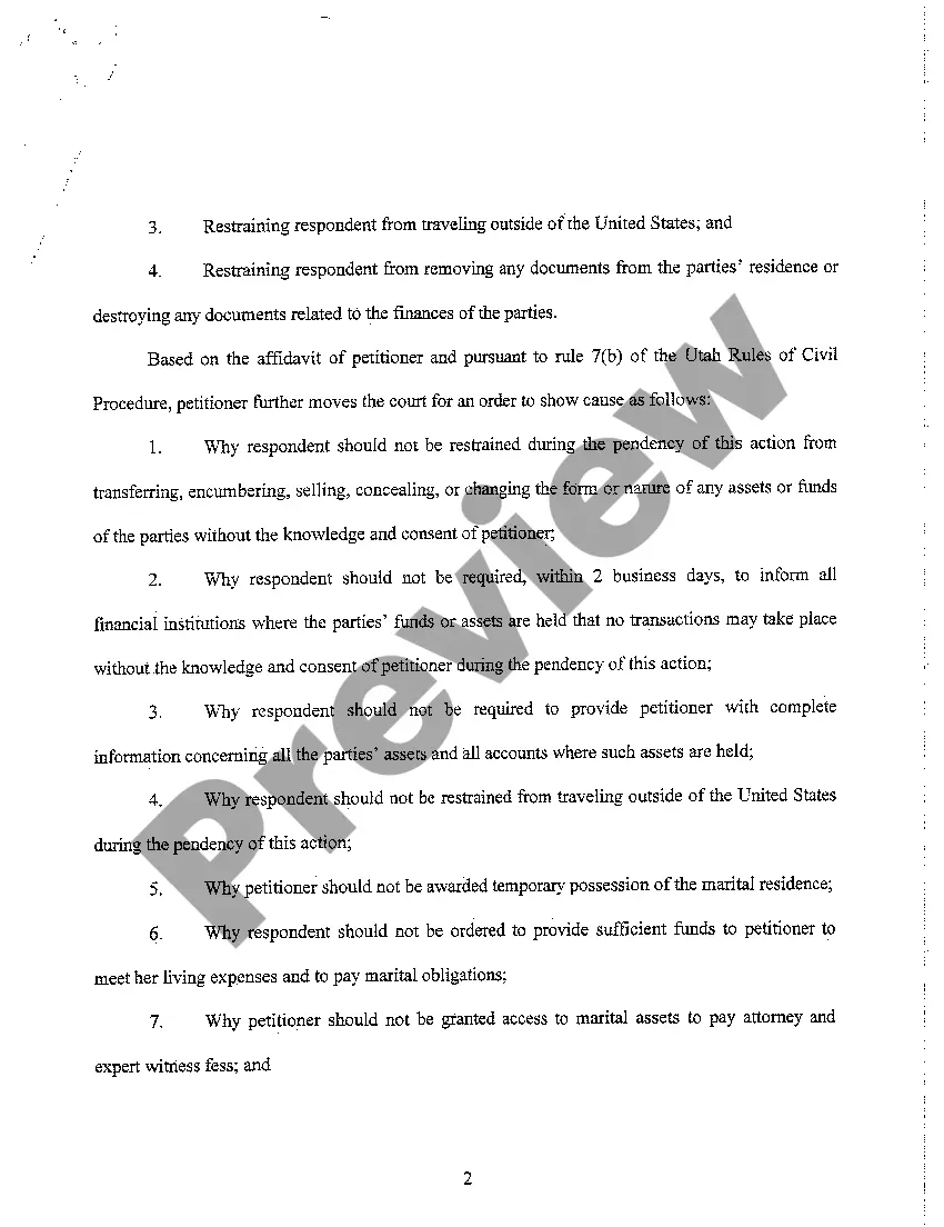 Get A04 Motion For Temporary Restraining Order and Order To Show Cause Preview A04 Motion For Temporary Restraining Order and Order To Show Cause