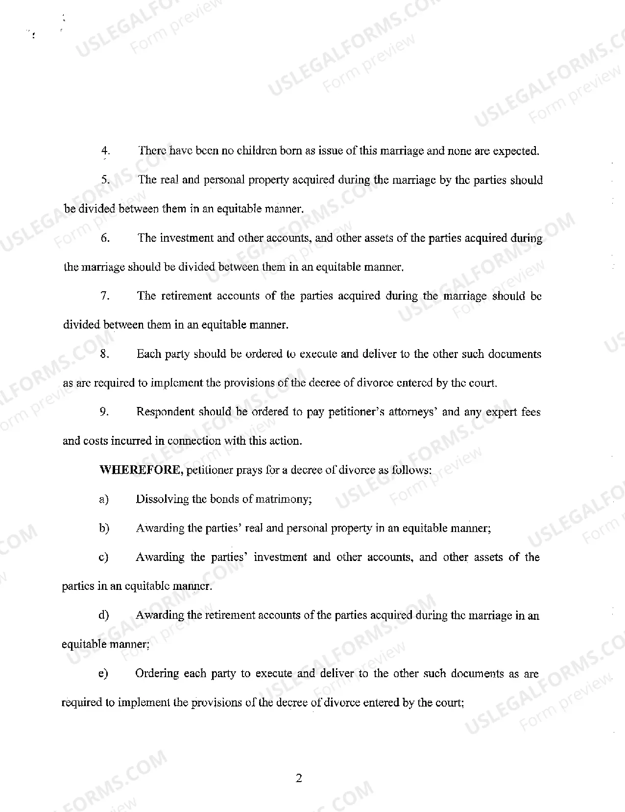 Preview A01 Petition For Divorce