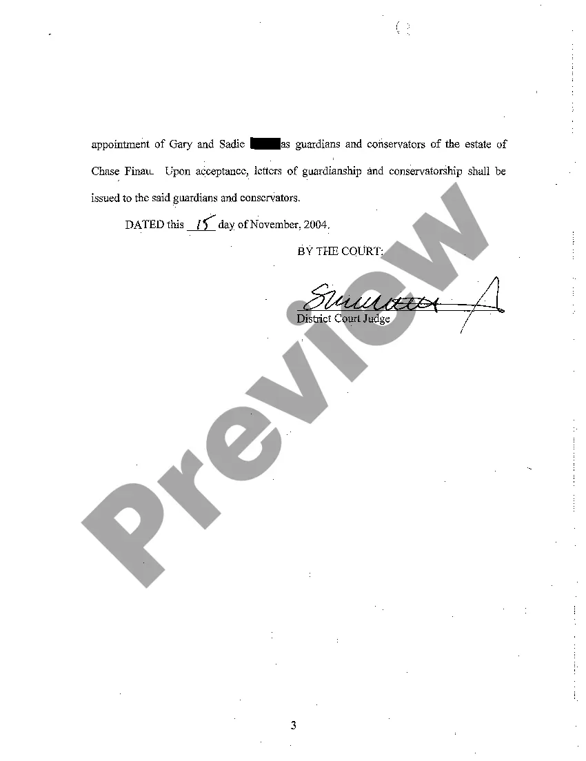 Preview A02 Order Approving Appointment of Guardian, Settlement, Conservator, and Disbursement of Settlement Proceeds