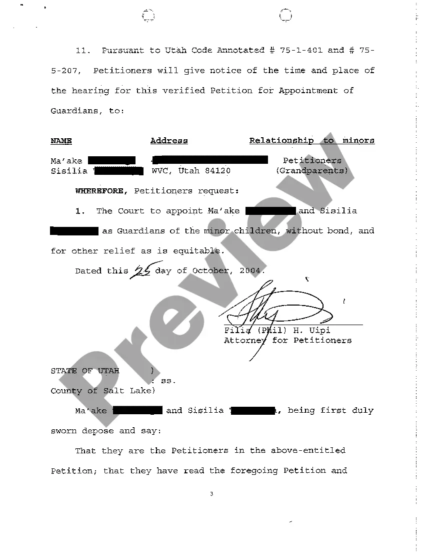 Preview A01 Petition For Appointment of Guardians