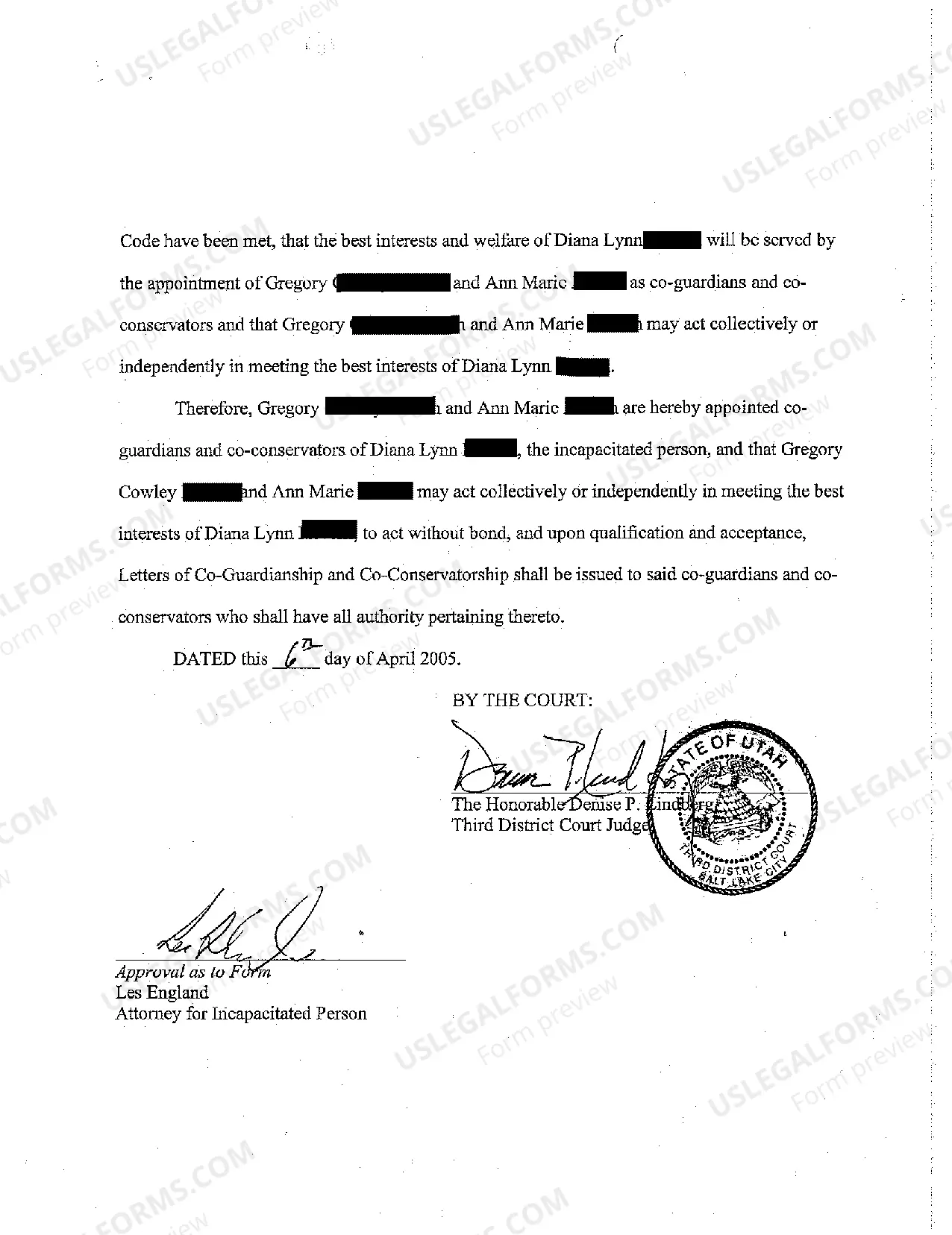 Preview A05 Order Appointment of Co-Guardians and Co-Conservators of Incapacitated Person