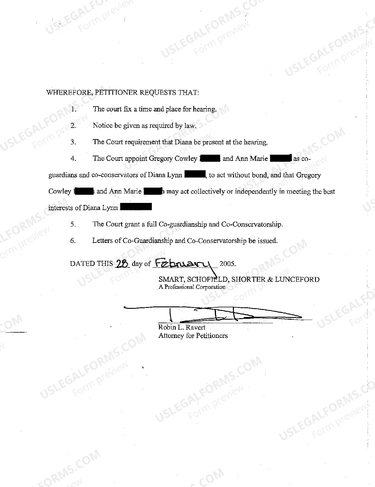 Preview A01 Verified Petition For Appointment of Co-Guardians and Co-Conservators of Incapacitated Person