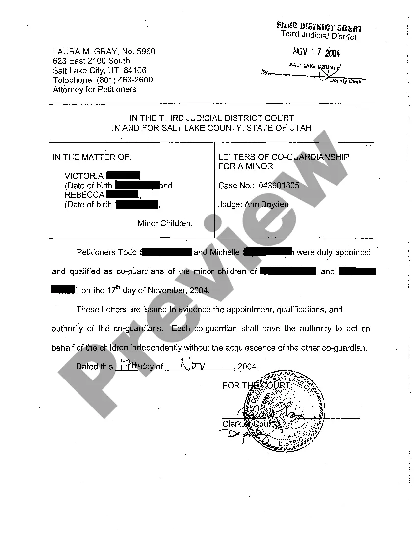 Get A05 Letters of Co-Guardianship For A Minor Preview A05 Letters of Co-Guardianship For A Minor
