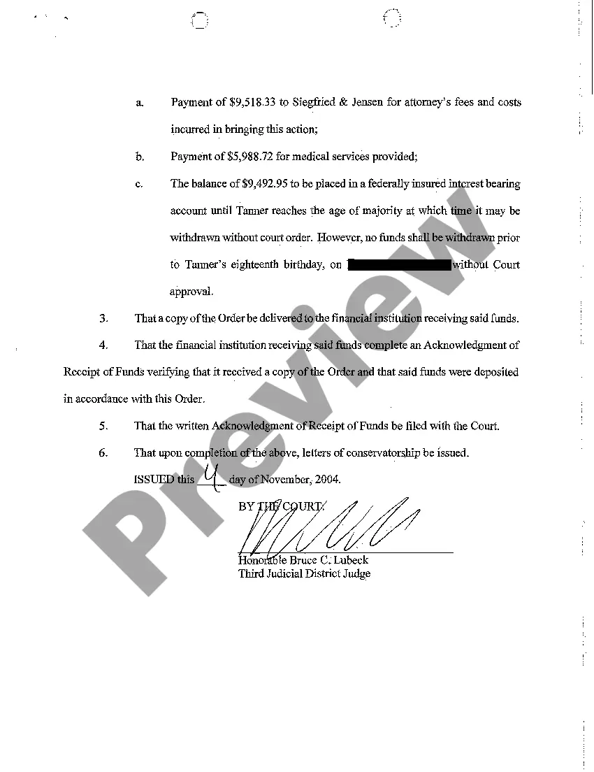Get A03 Order Appointing Conservator and Granting Authority To Settle Minor's Claim Preview A03 Order Appointing Conservator and Granting Authority To Settle Minor's Claim