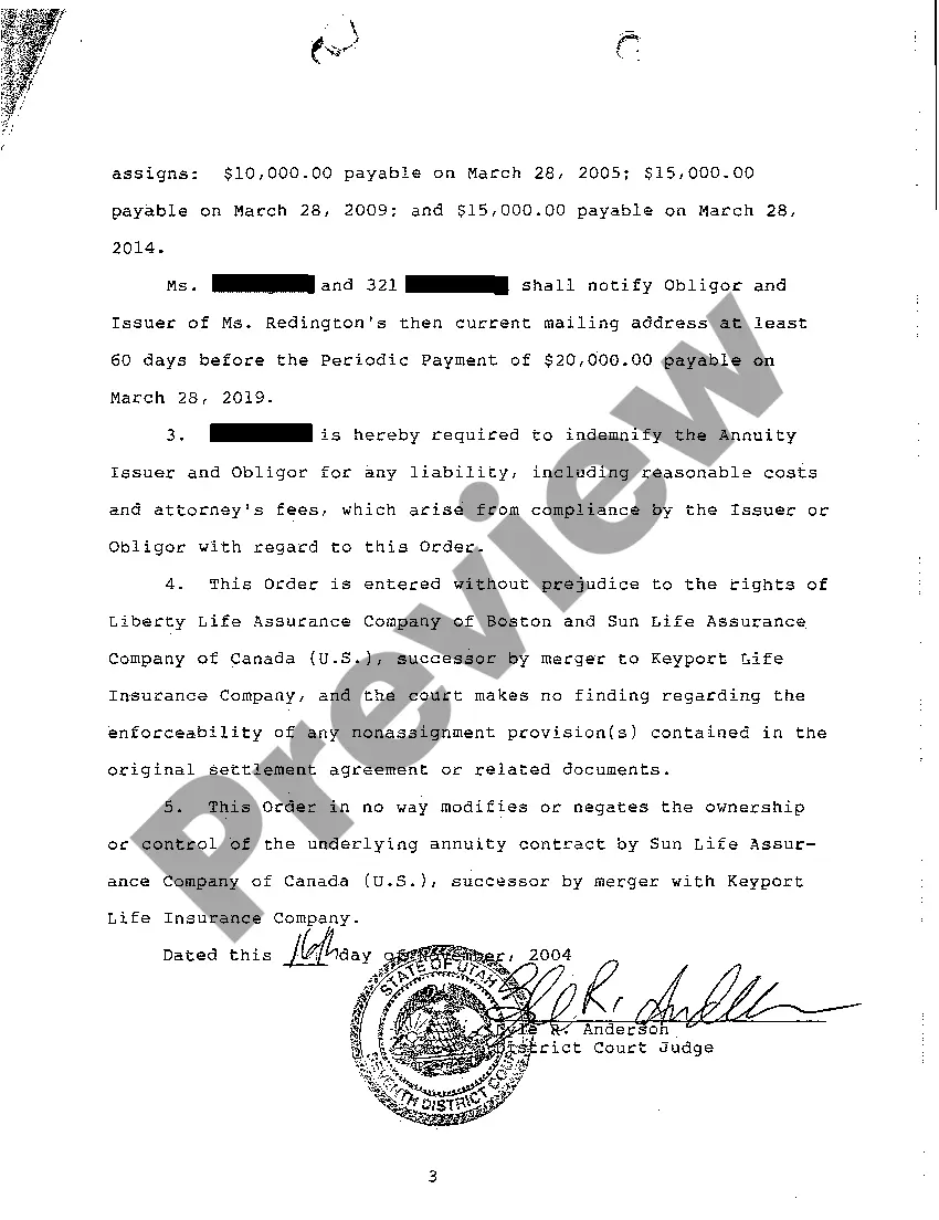 Preview A05 Final Order Approving Transfer of Structured Settlement Payment Rights