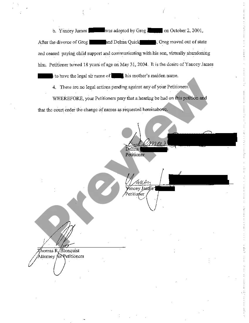 Preview A01 Petition For Name Change