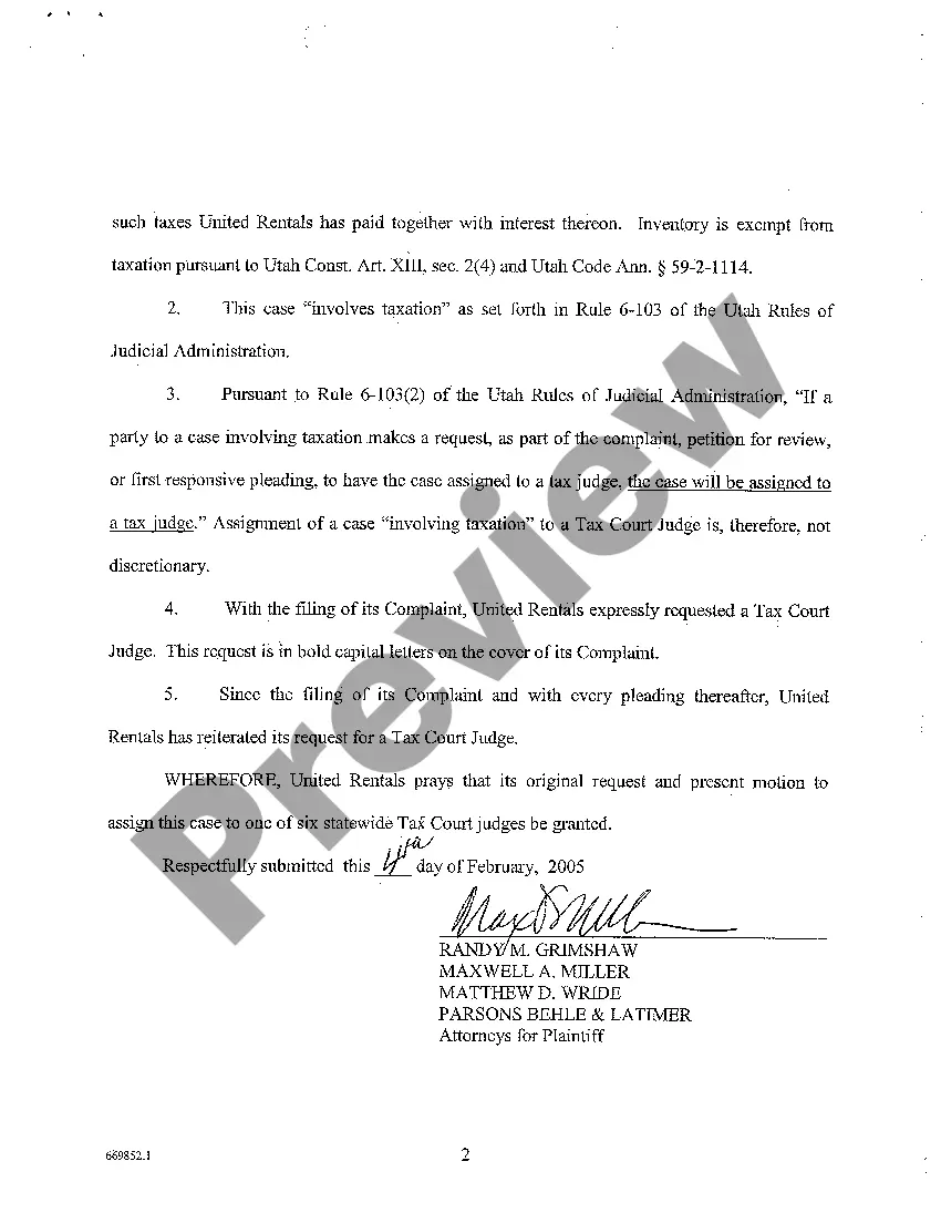 Preview A05 Motion To Transfer Case To Tax Court Judge