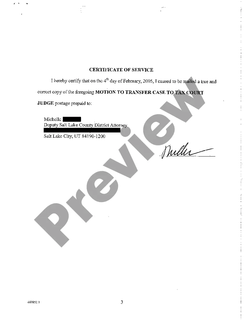 Preview A05 Motion To Transfer Case To Tax Court Judge