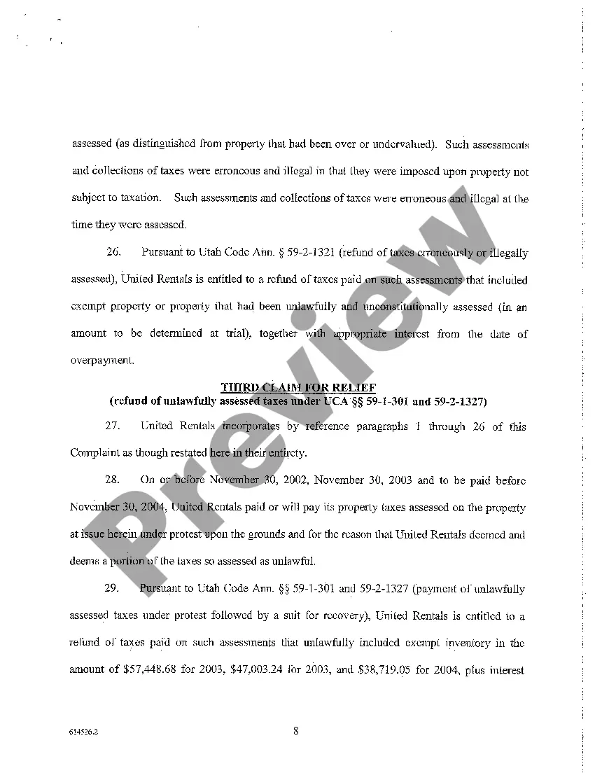 Preview A01 Complaint For Declaratory And Injunctive Relief and For Refund of Illegally Assessed Taxes