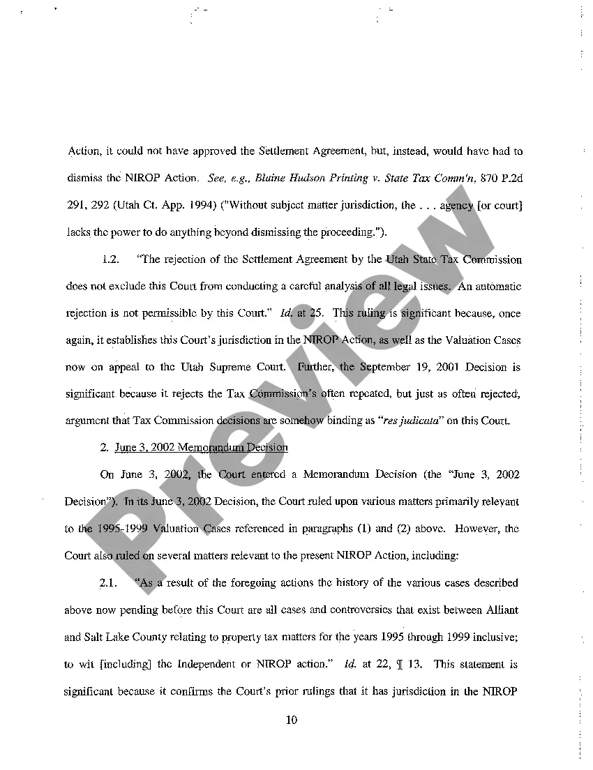 Preview Finding of Fact, Conclusions of Law and Final Order Regarding Ad Valorem Tax