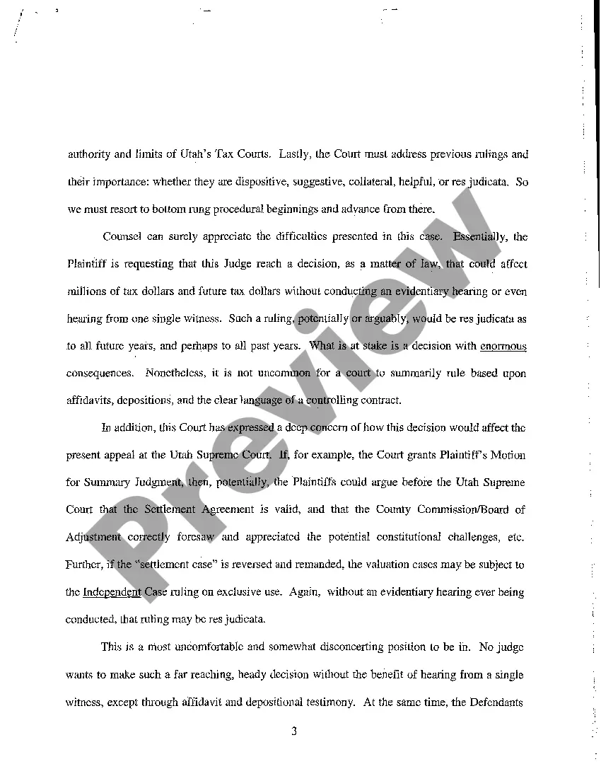 Preview Finding of Fact, Conclusions of Law and Final Order Regarding Ad Valorem Tax