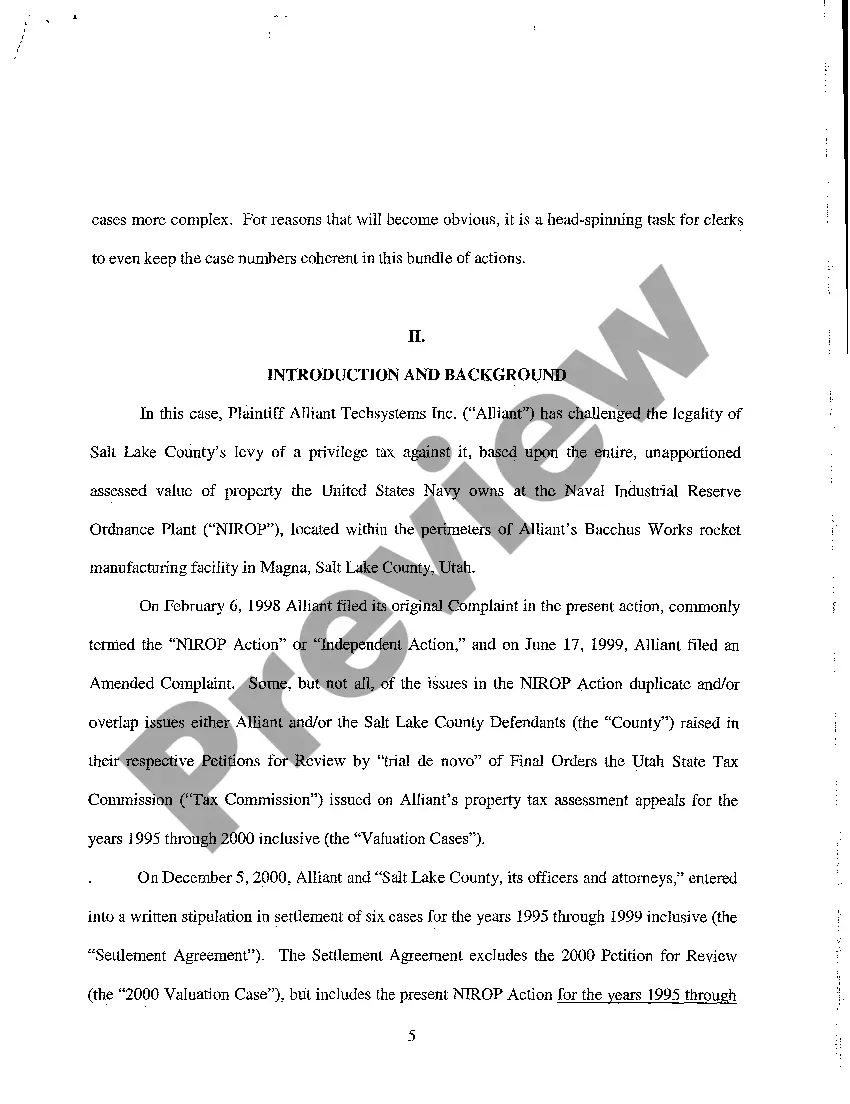 Preview Finding of Fact, Conclusions of Law and Final Order Regarding Ad Valorem Tax