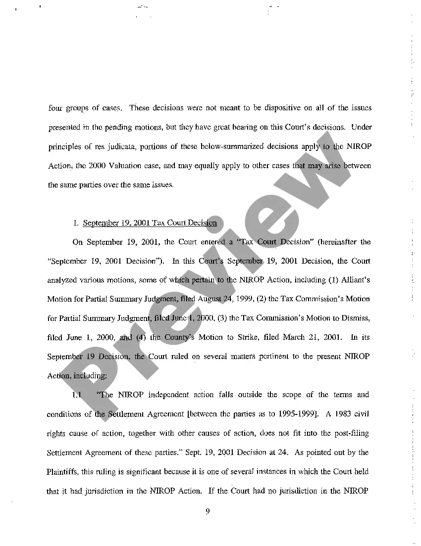 Preview Finding of Fact, Conclusions of Law and Final Order Regarding Ad Valorem Tax