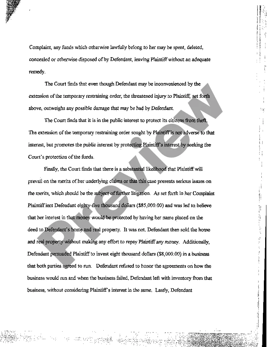 Preview A04 Extension of Temporary Restraining Order