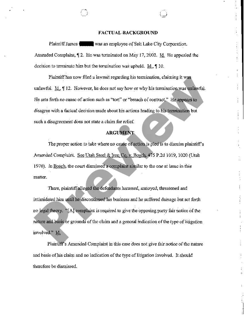 Get A03 Memorandum In Support of Motion To Dismiss Or, In The Alternative For A More Definite Statement and Undertaking Preview A03 Memorandum In Support of Motion To Dismiss Or, In The Alternative For A More Definite Statement and Undertaking