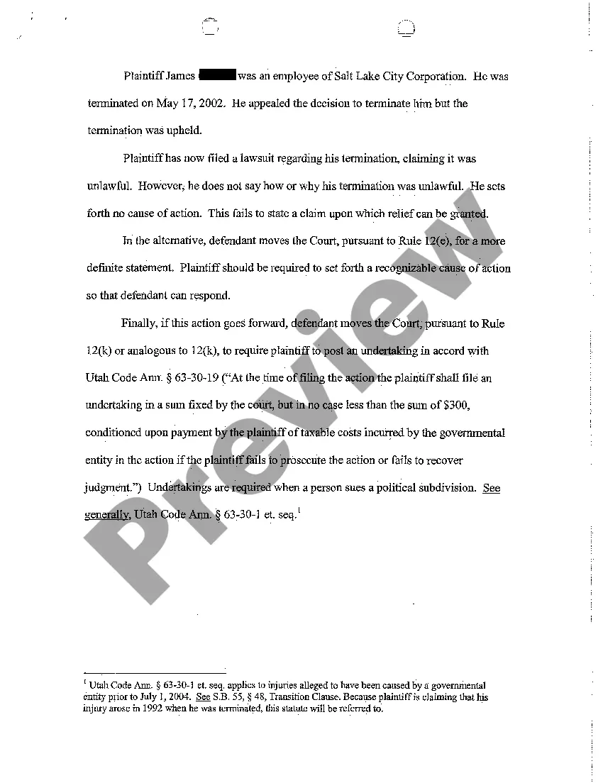 Get A02 Motion To Dismiss or, In The Alternative, For More Definite Statement and Undertaking Preview A02 Motion To Dismiss or, In The Alternative, For More Definite Statement and Undertaking