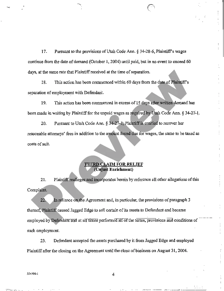 Preview A01 Complaint for Breach of Contract
