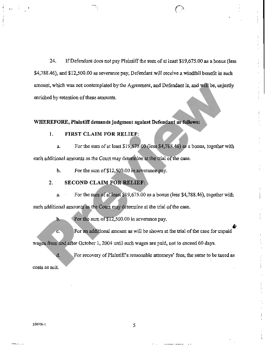 Preview A01 Complaint for Breach of Contract