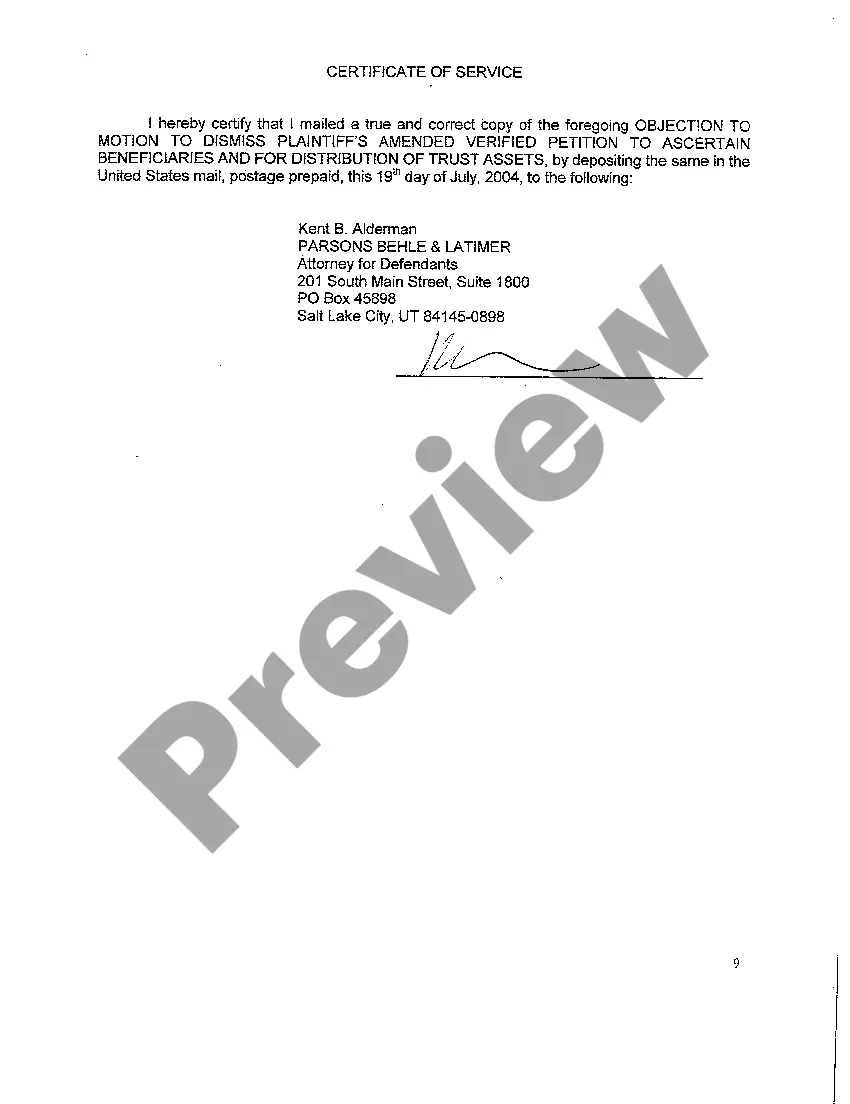 Preview A07 Objection to Motion to Dismiss Amended Verified Petition to Ascertain Beneficiaries and Distribute of Trust Assets