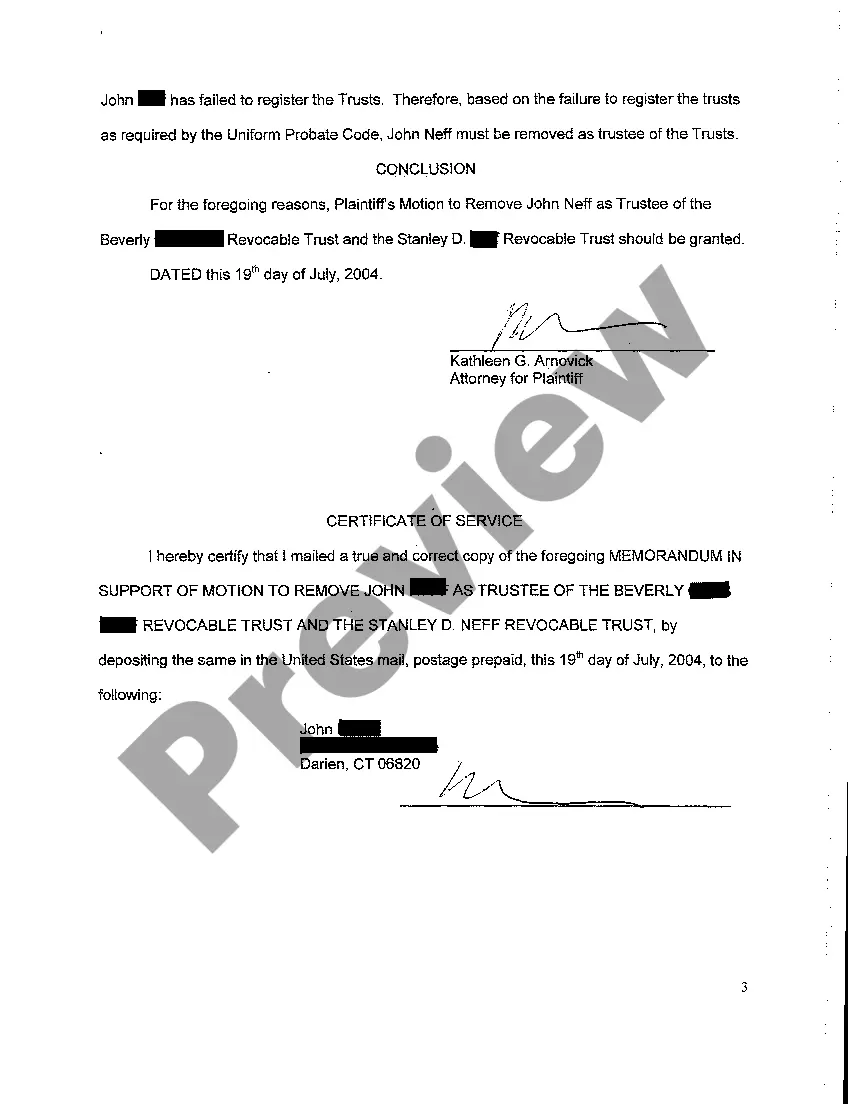 Preview A06 Memorandum in Support of Motion to Remove Trustee of Revocable Trusts