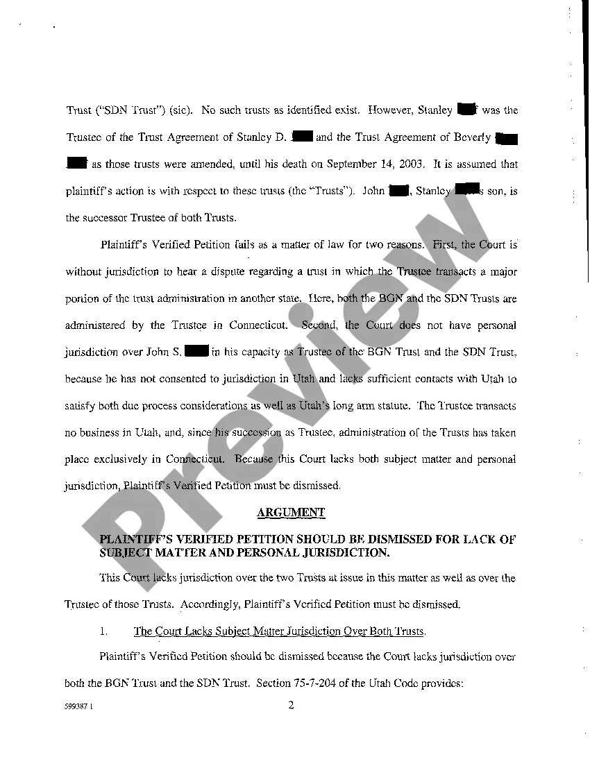Get A05 Memorandum of Points and Authorities in Support of Motion to Dismiss Plaintiff's Amended Verified Petition to Ascertain Beneficiaries Preview A05 Memorandum of Points and Authorities in Support of Motion to Dismiss Plaintiff's Amended Verified Petition to Ascertain Beneficiaries
