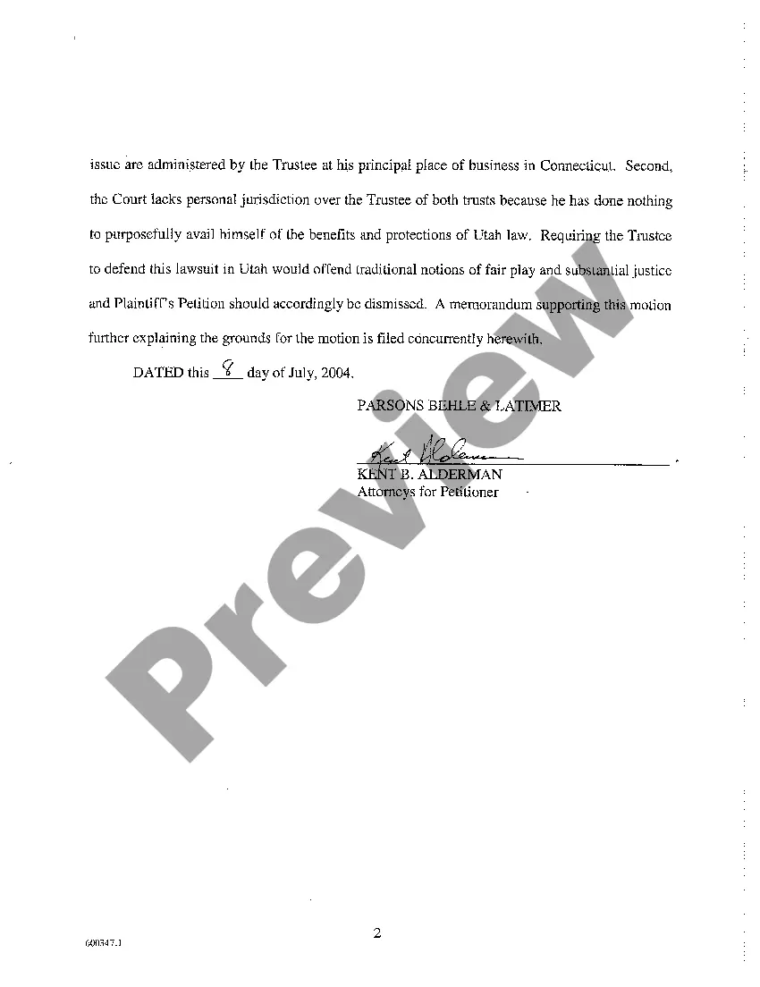 Preview A03 Motion to Dismiss Amended Verified Petition to Ascertain Beneficiaries and for Distribution of Trust Assets