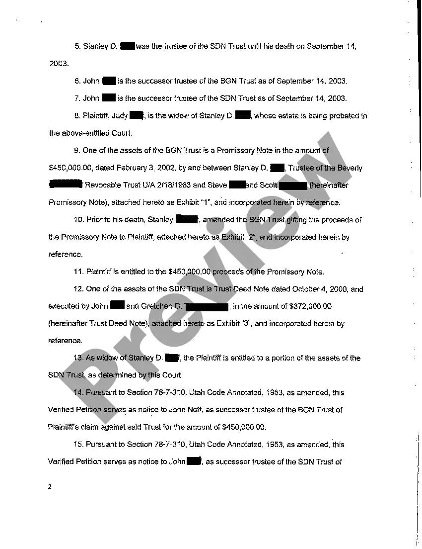 Preview A01 Verified Petition to Ascertain Beneficiaries and for Distribution of Trust Assets