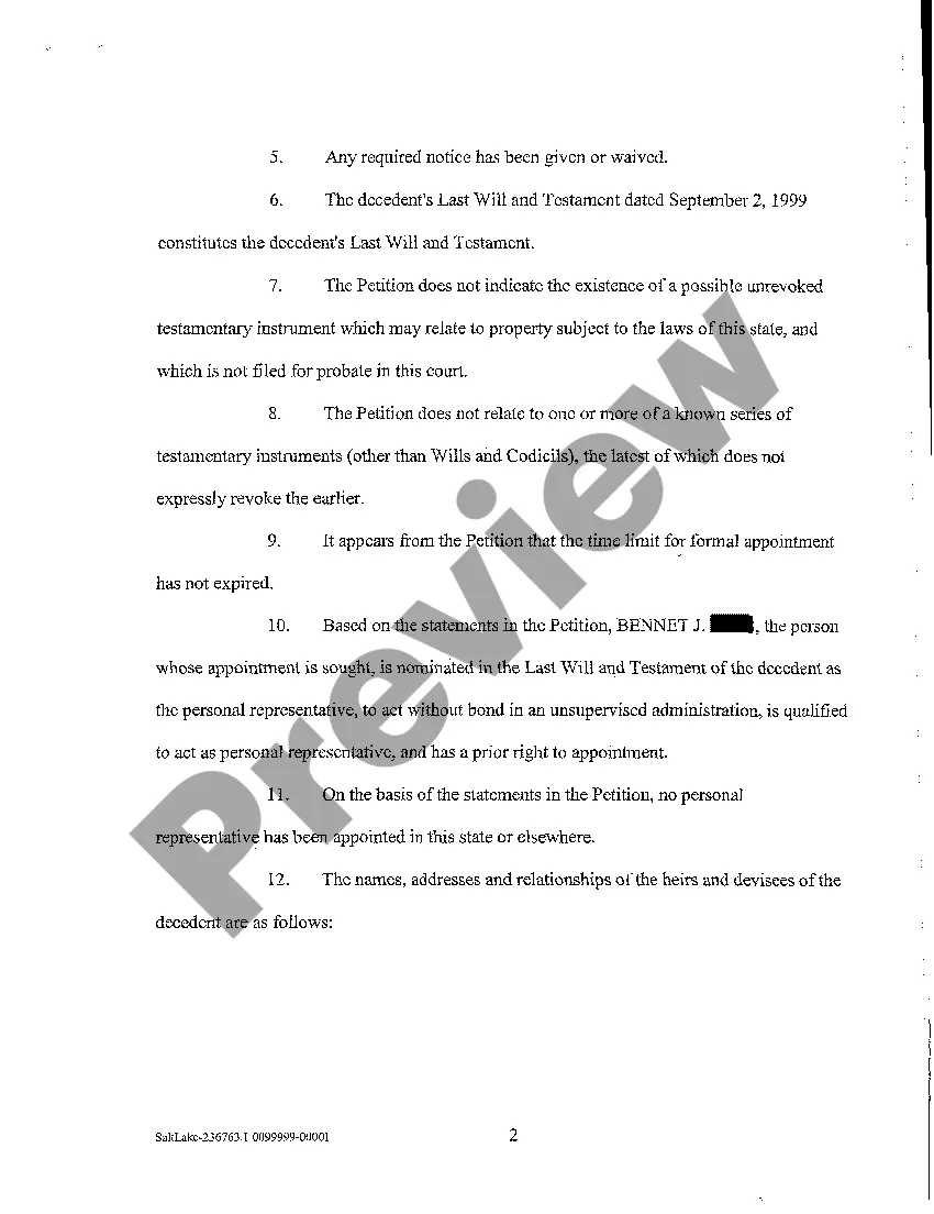 Preview A09 Formal Probate of Will and Appointment of Personal Representative