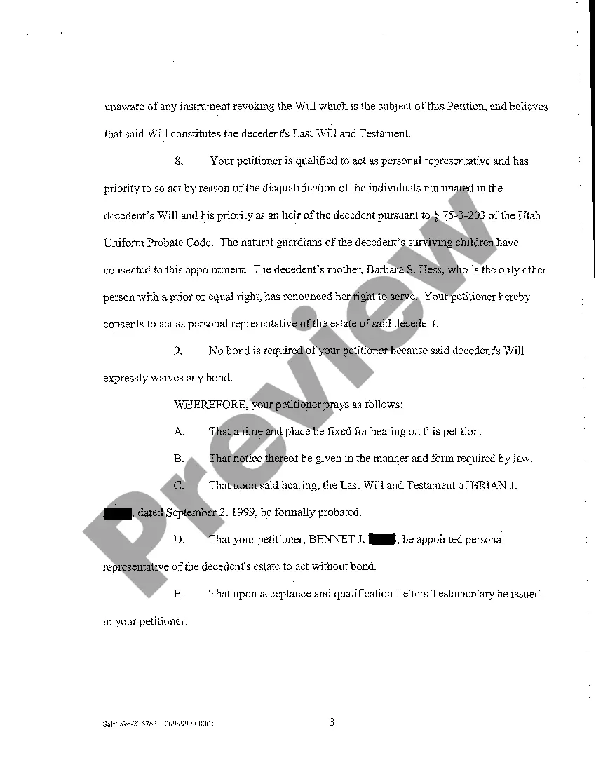 Get A02 Petition for Formal Probate of Will and Appointment of Personal Representative Preview A02 Petition for Formal Probate of Will and Appointment of Personal Representative