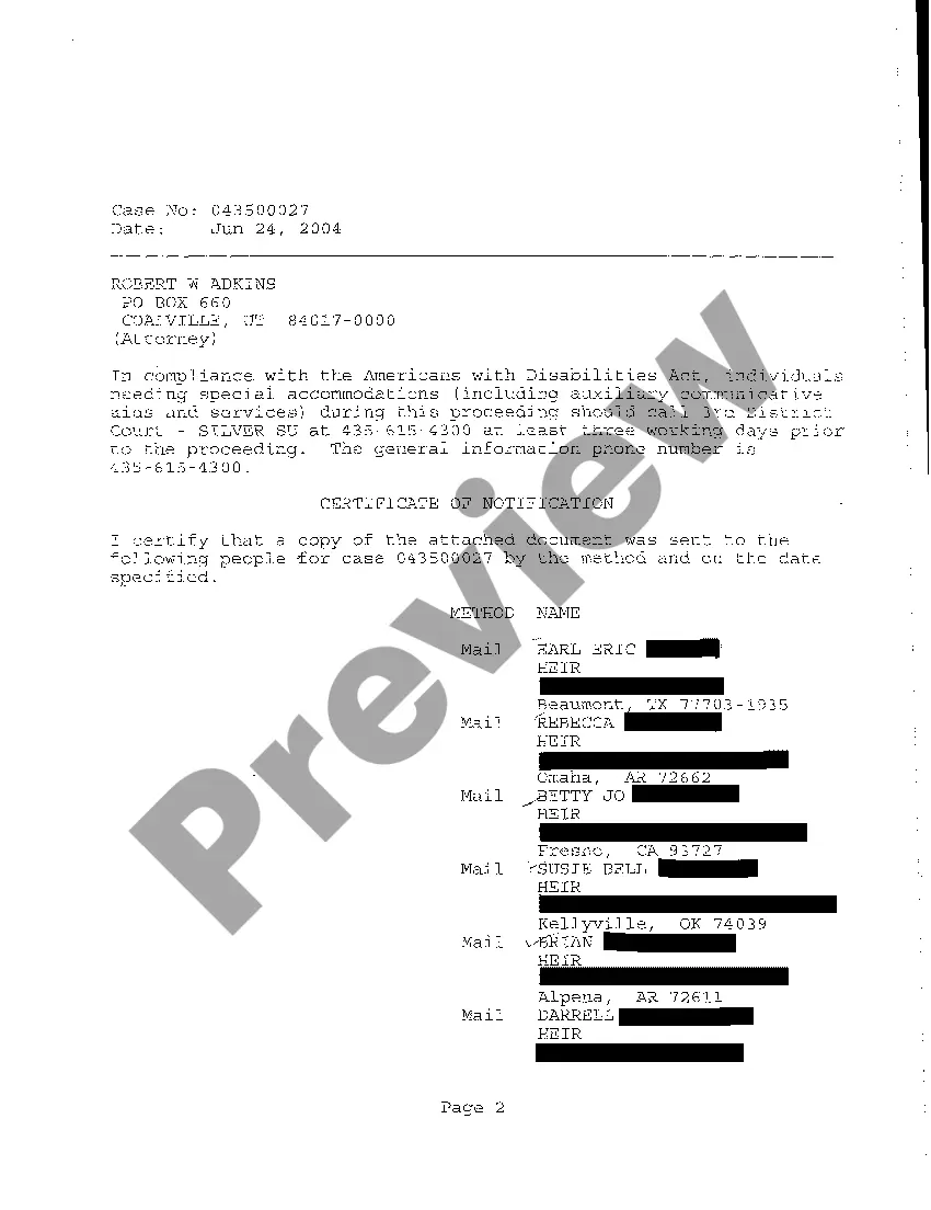 Preview A04 Notice of Application for Informal Probate of Will and Informal Appointment of Personal Representative