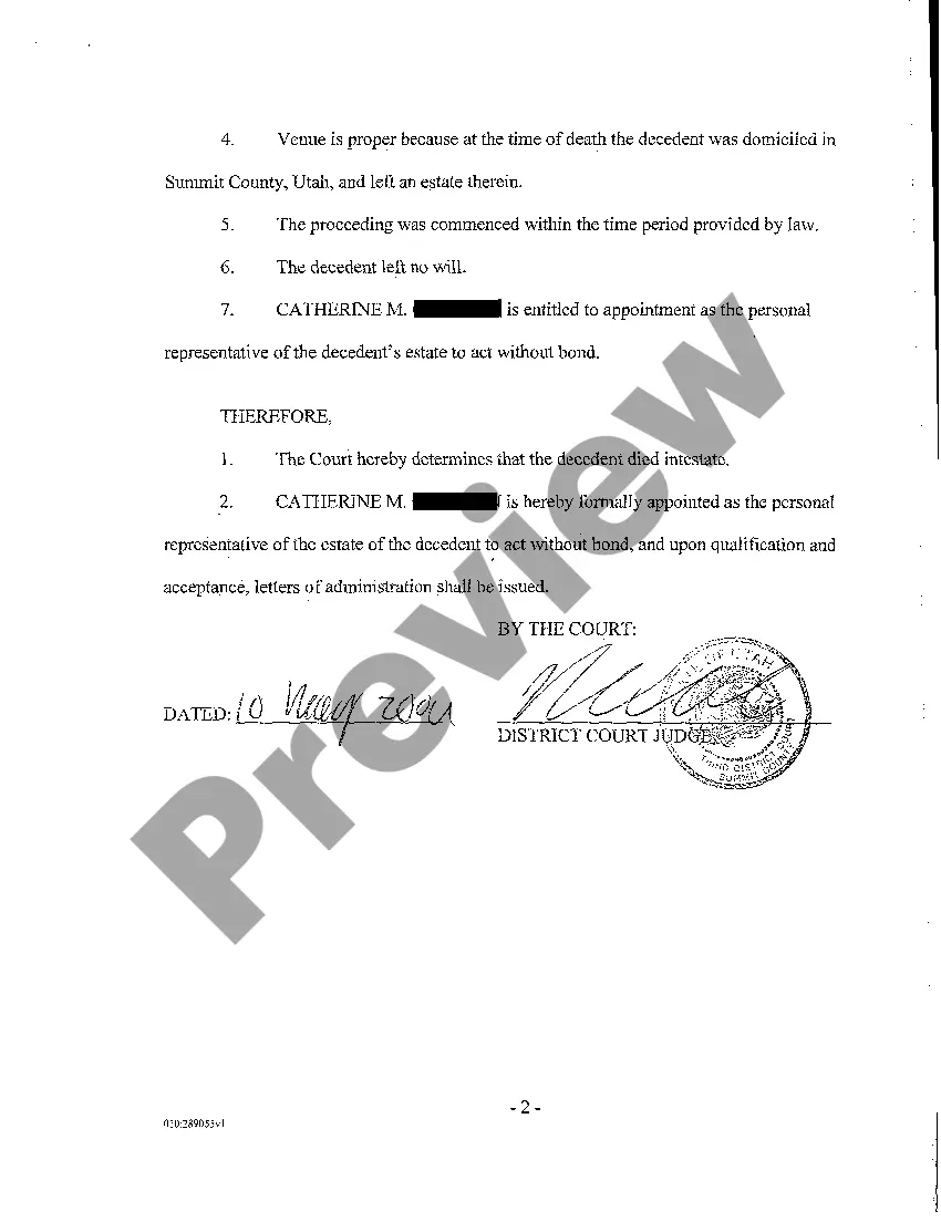 Preview A03 Order of Formal Adjudication of Intestacy and Formal Appointment of Personal Representative