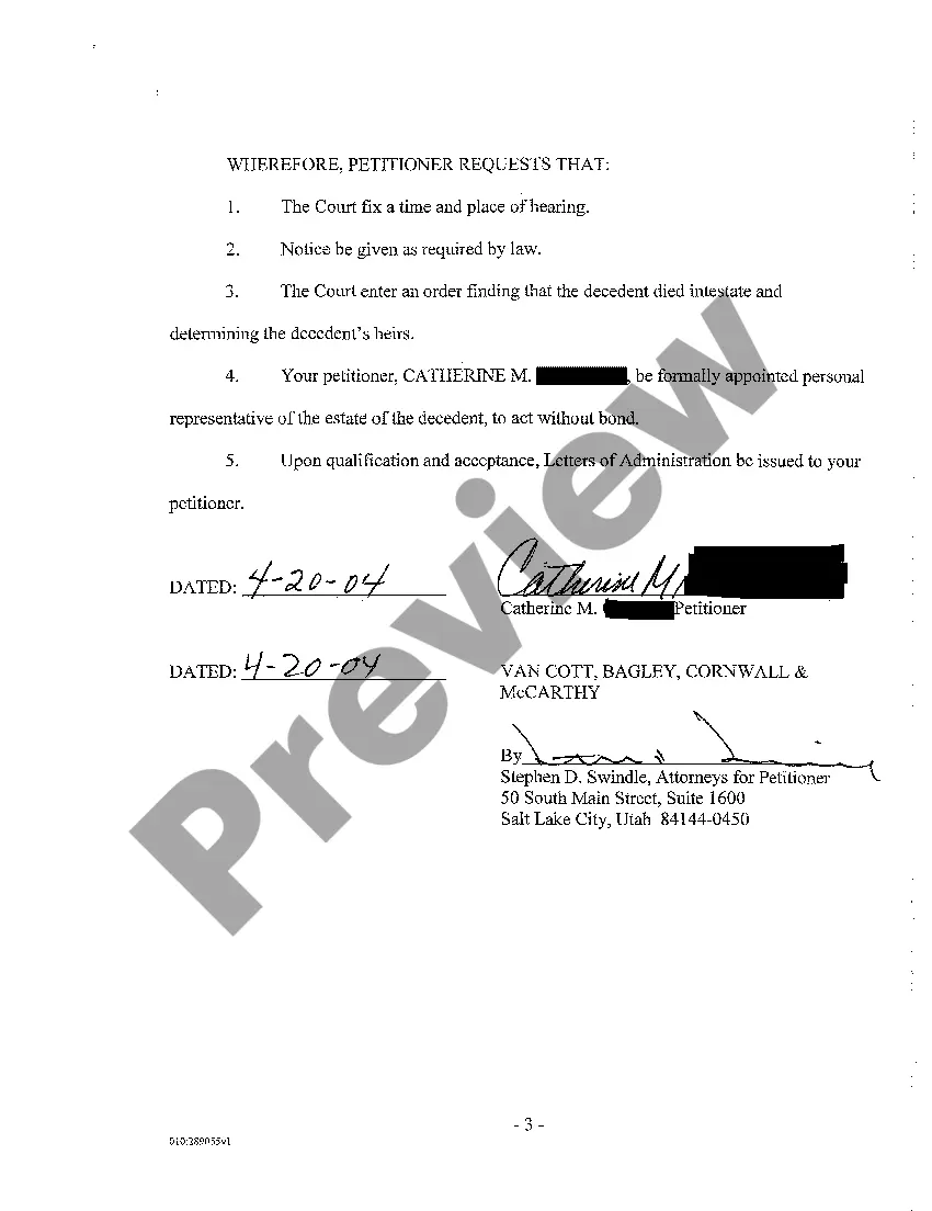 Preview A01 Petition for Formal Adjudication of Intestacy and Formal Appointment of Personal Representative