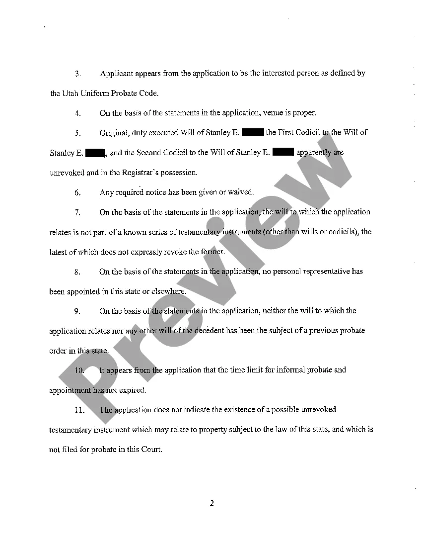 Preview A07 Statement of Informal Probate of Will and Codicils - Will Changes or Amendments and Informal Appointment of Personal Representative