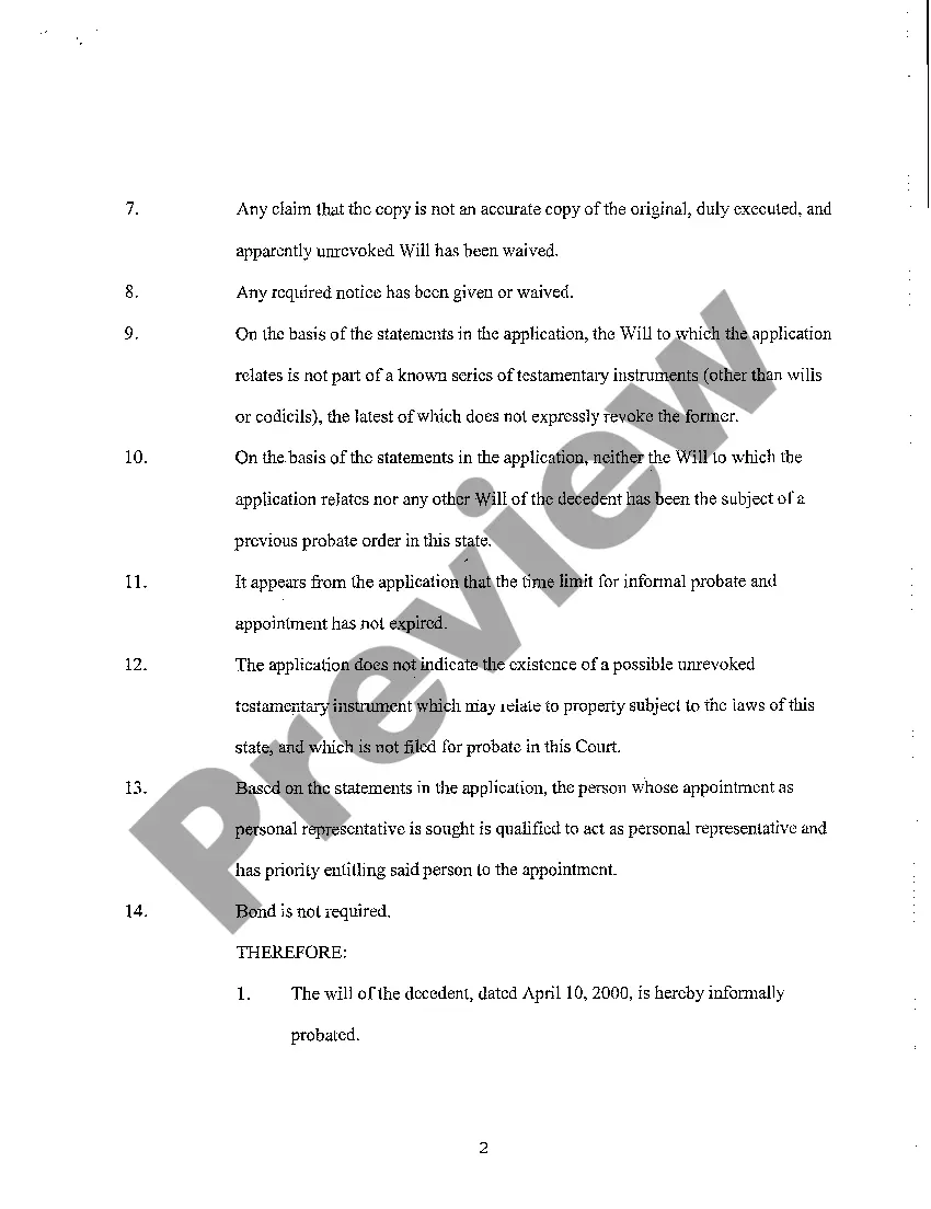 Preview A06 Statement of Informal Probate of Will and Informal Appointment of Personal Representative