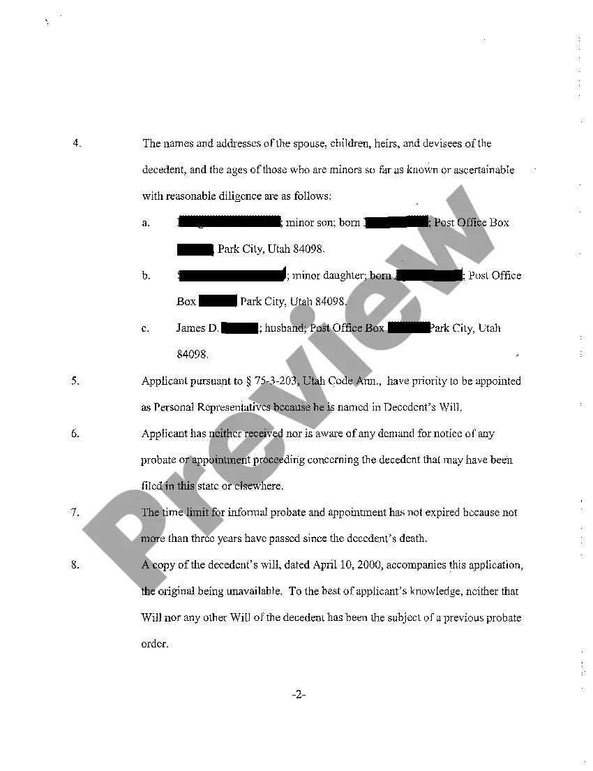 Preview A03 Application for Informal Probate of Will and For Informal Appointment of Personal Representative