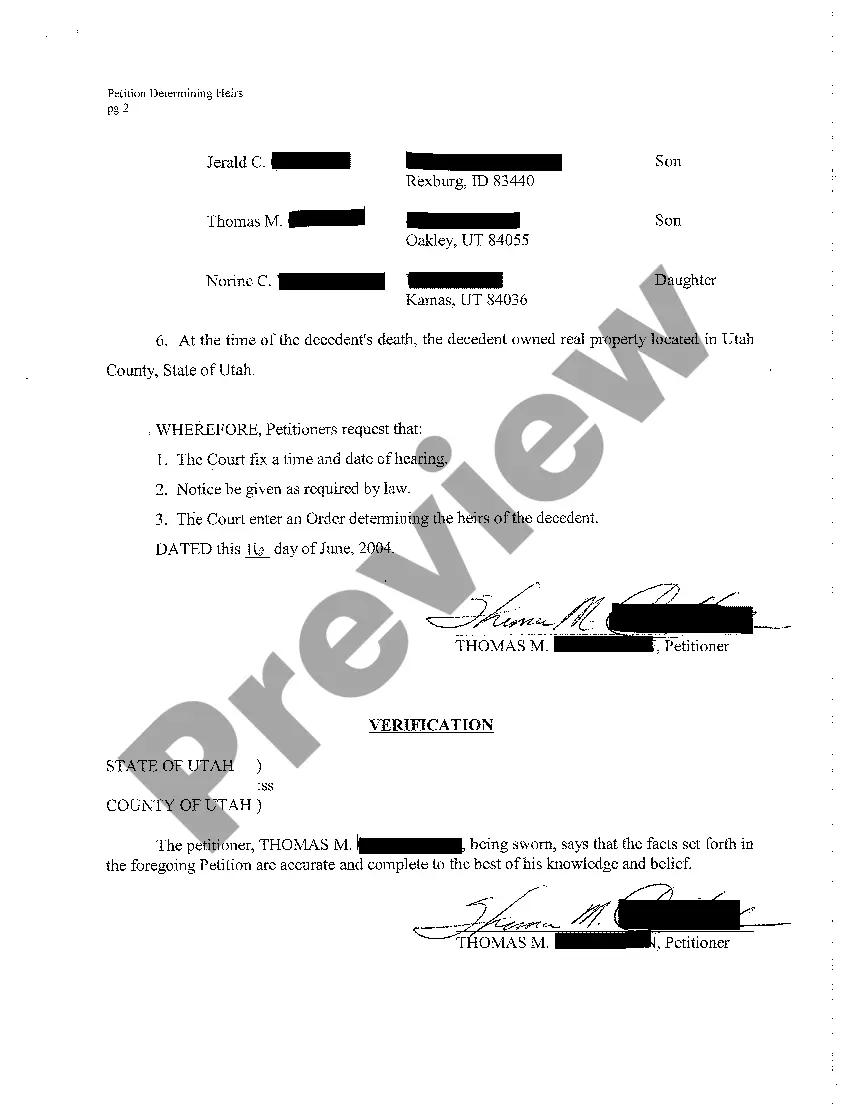 Get A01 Petition for Order Determining Heirs Preview A01 Petition for Order Determining Heirs