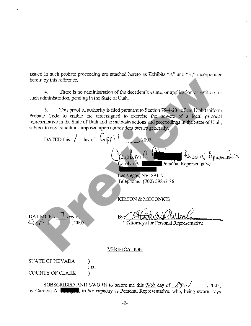 Preview A03 Proof of Authority of Domiciliary Foreign Personal Representative