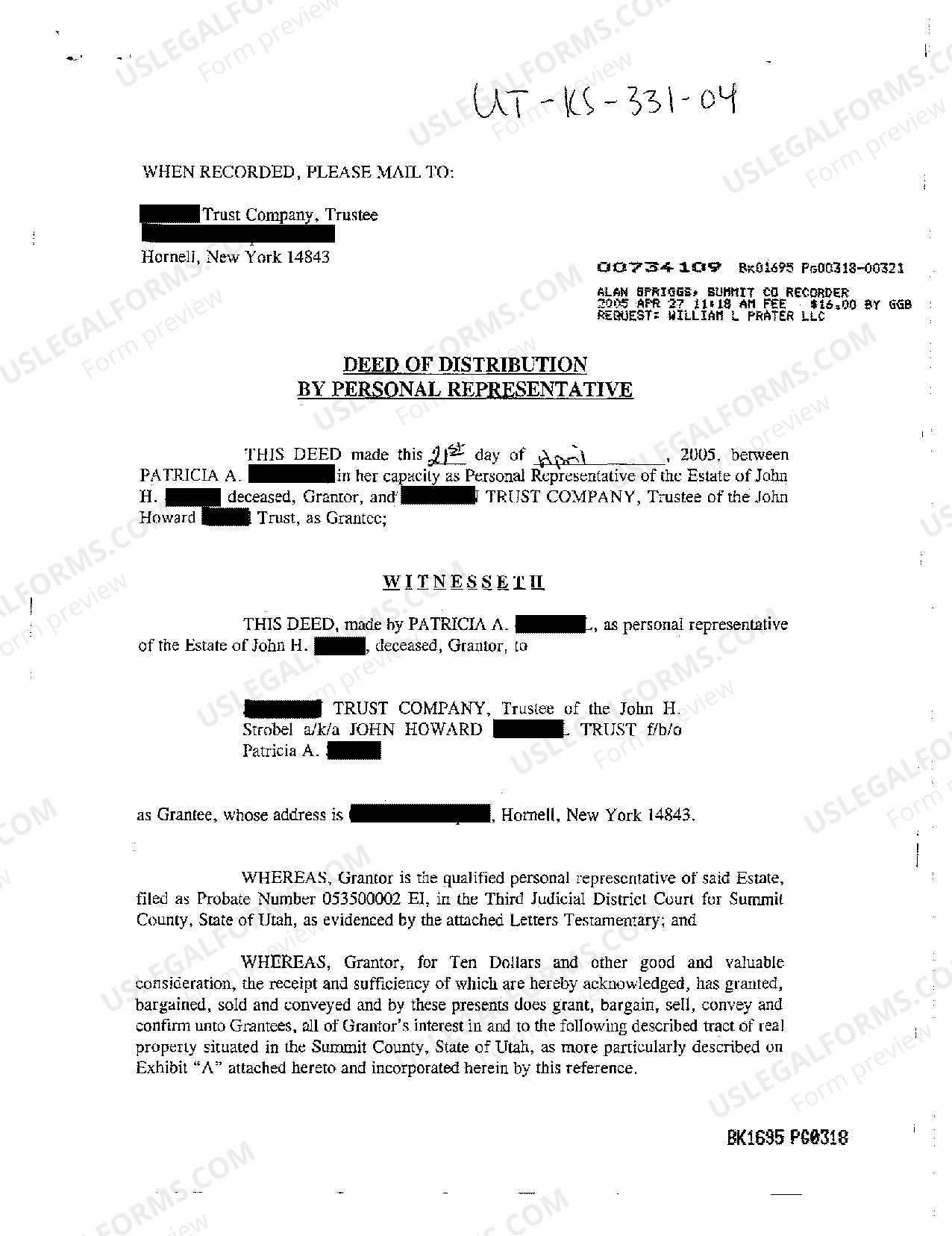 Personal Representative Deed Form Utah US Legal Forms