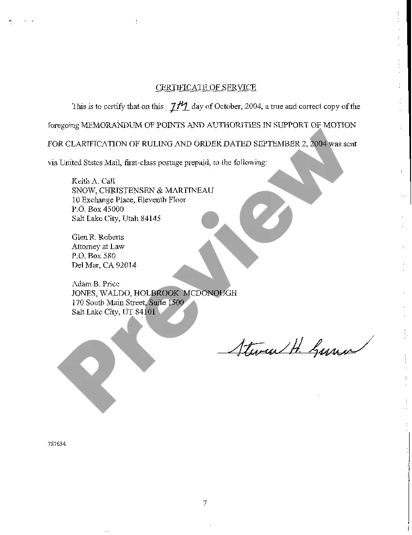 Preview A21 Memorandum of Points and Authorities in Support of Motion for Clarification of Ruling and Order