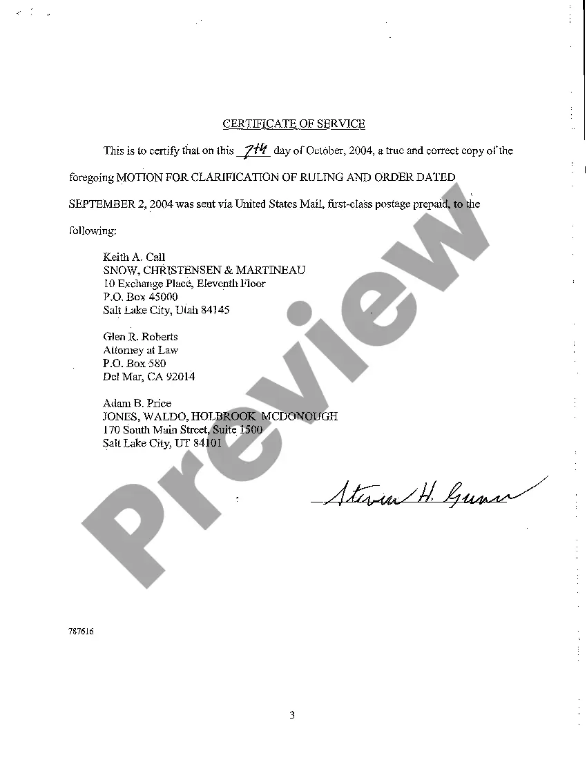 Preview A20 Motion for Clarification of Ruling and Order Dated Sept. 2, 2004