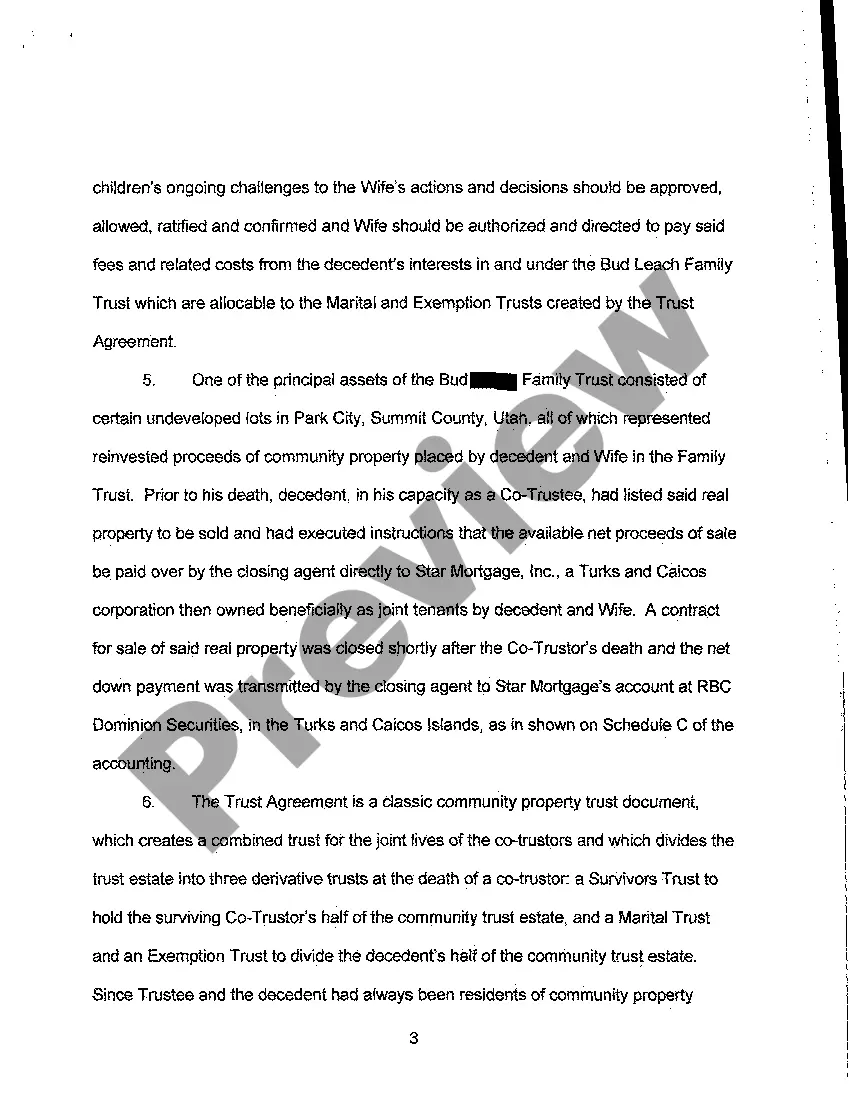 Preview A14 Report of Trustee and Petition for Approval of Accounting by Trustee