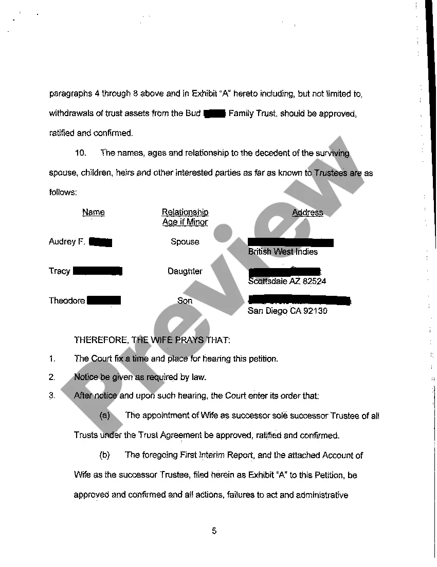 Preview A14 Report of Trustee and Petition for Approval of Accounting by Trustee