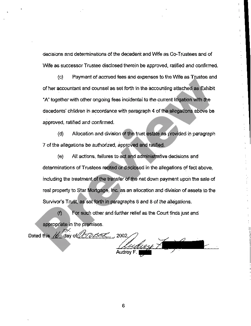 Preview A14 Report of Trustee and Petition for Approval of Accounting by Trustee