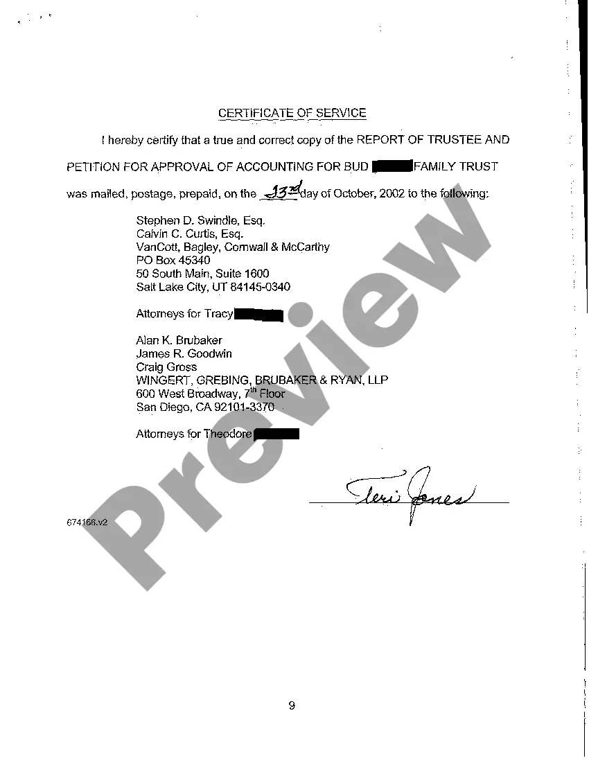 Preview A14 Report of Trustee and Petition for Approval of Accounting by Trustee