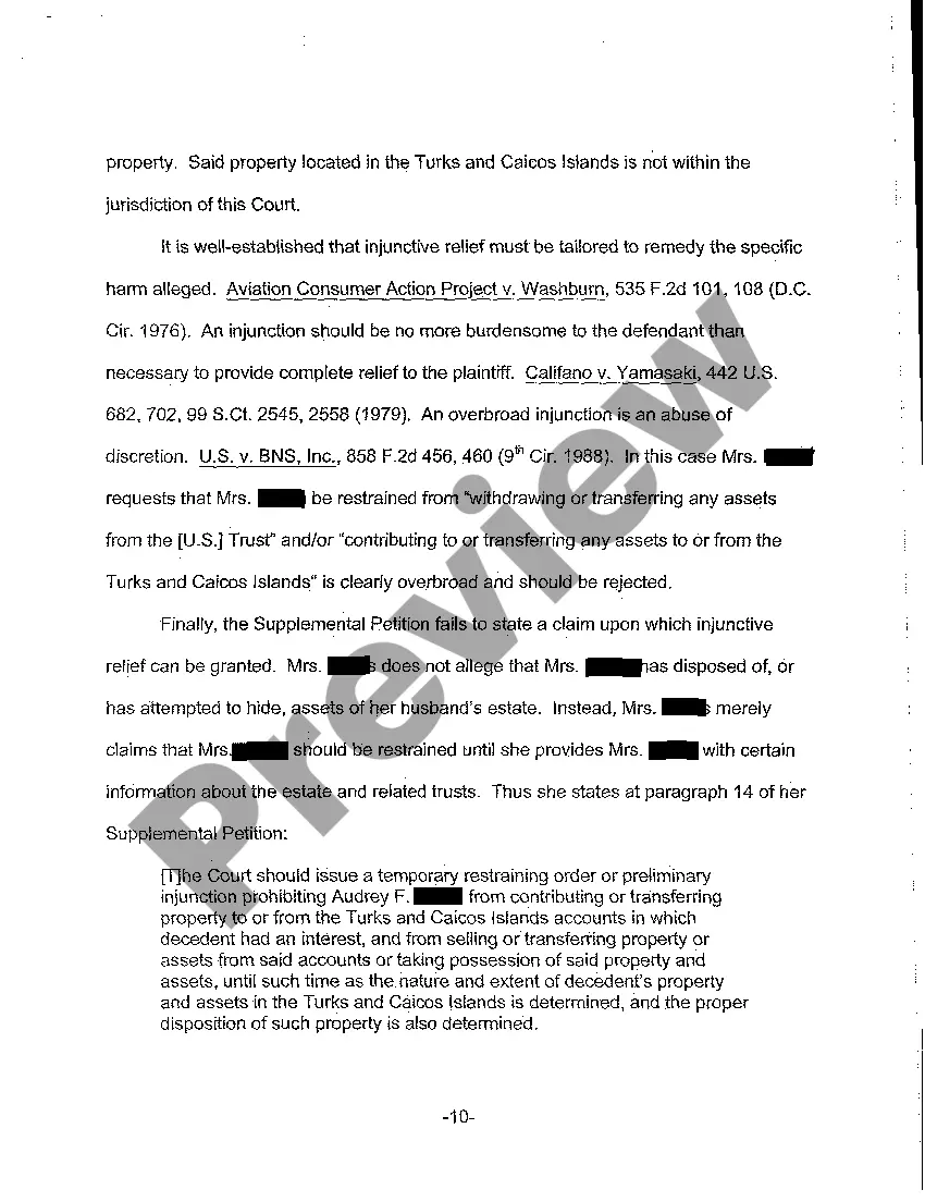 Preview A10 Memorandum of Points and Authorities in Support of Objection and Counter Petition