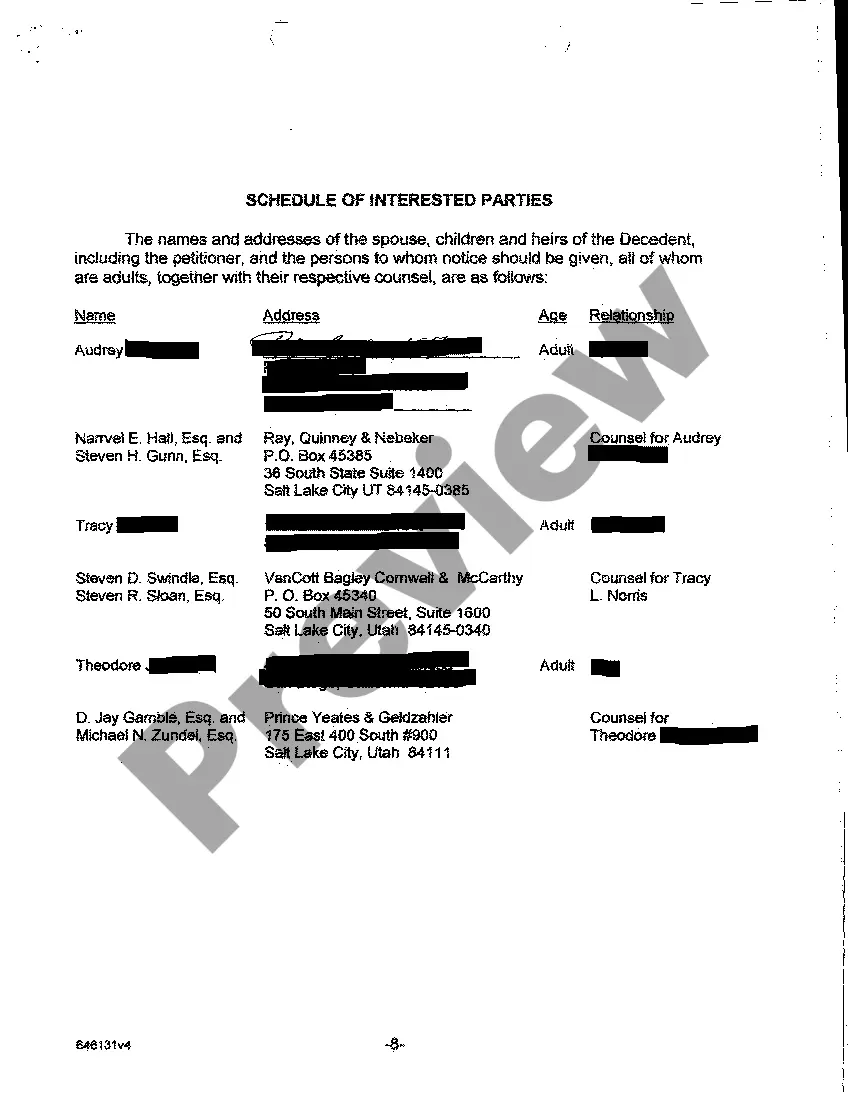 Preview A08 Objection to Petition and Counter petition for Formal Probate of Will and for Formal Appointment of Personal Representative