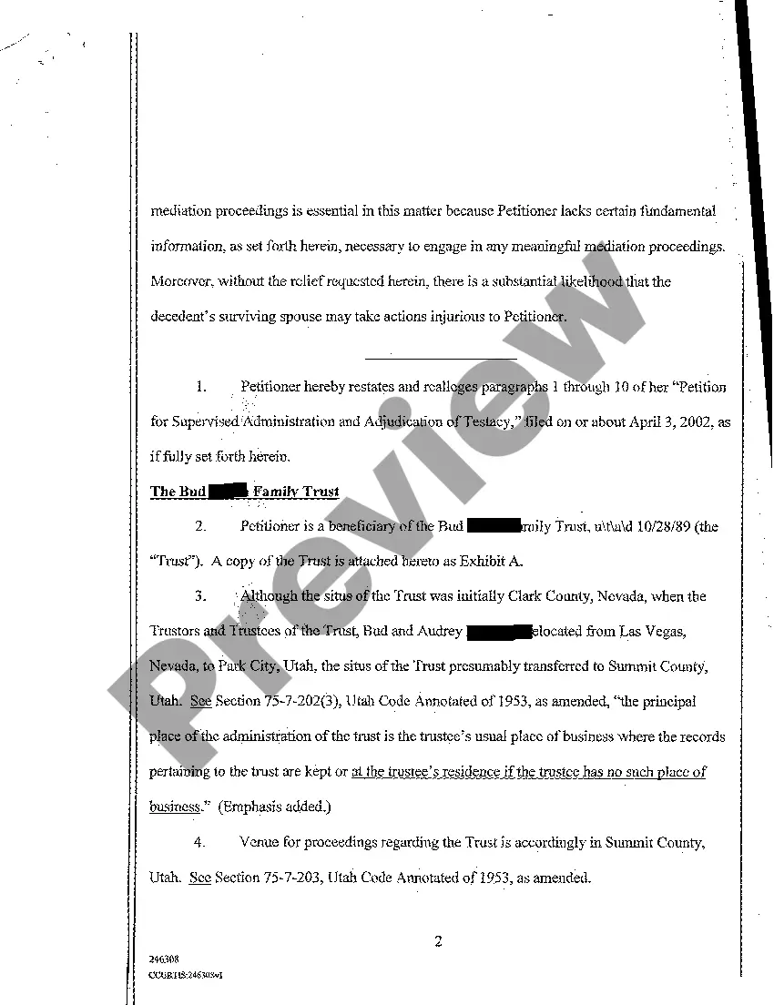 Preview A07 Supplemental Petition for Supervised Administration and Adjudication of Testacy, and For Production of Testamentary Documents